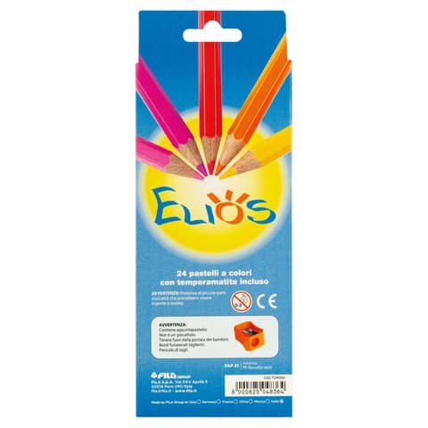 Matite colorate FILA Elios assortiti astuccio da 12 + temperino F274100